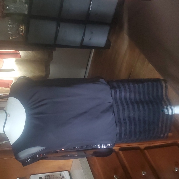 Little black dress sheer and sequins size 12 petite lined - Picture 6 of 6